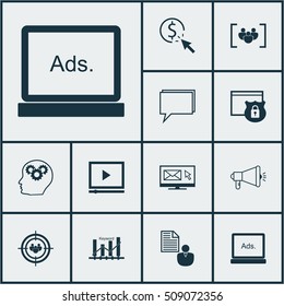 Set Of SEO Icons On PPC, Report And Focus Group Topics. Editable Vector Illustration. Includes Pay, Website, Protected And More Vector Icons.
