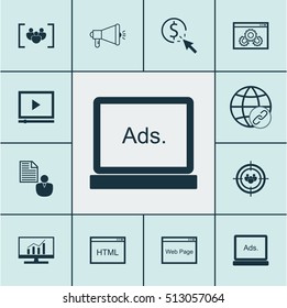 Set Of SEO Icons On PPC, Market Research And Website Performance Topics. Editable Vector Illustration. Includes Bulding, Optimization, Viral And More Vector Icons.