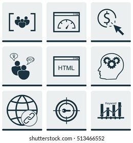 Set Of SEO Icons On PPC, Connectivity And Keyword Marketing Topics. Editable Vector Illustration. Includes Ranking, Group, Performance And More Vector Icons.