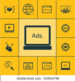 Set Of SEO Icons On PPC, Focus Group And Connectivity Topics. Editable Vector Illustration. Includes SEO, Target, Digital And More Vector Icons.