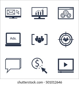 Set Of SEO Icons On Questionnaire, Newsletter And Digital Media Topics. Editable Vector Illustration. Includes Online, Email And Optimization Vector Icons.