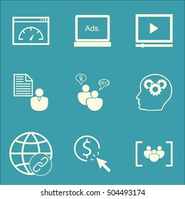 Set Of SEO Icons On Questionnaire, Brain Process And Loading Speed Topics. Editable Vector Illustration. Includes Page, SEO And Target Vector Icons.
