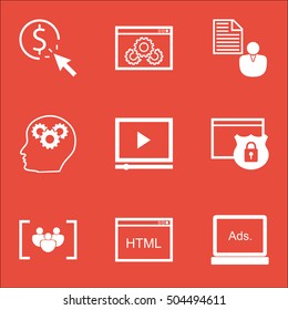 Set Of SEO Icons On Questionnaire, Coding And Video Player Topics. Editable Vector Illustration. Includes Click, Pay And Focus Vector Icons.