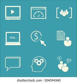 Set Of SEO Icons On Questionnaire, Loading Speed And Video Player Topics. Editable Vector Illustration. Includes Group, Conference And Businessman Vector Icons.