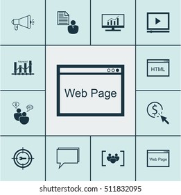Set Of SEO Icons On Questionnaire, Keyword Marketing And Keyword Optimisation Topics. Editable Vector Illustration. Includes Web, Research, Target And More Vector Icons.