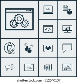 Set Of SEO Icons On Report, Market Research And Keyword Optimisation Topics. Editable Vector Illustration. Includes Keyword, Community, Group And More Vector Icons.