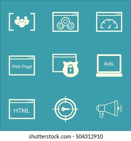 Set Of SEO Icons On Security, Coding And Questionnaire Topics. Editable Vector Illustration. Includes Performance, Security And Display Vector Icons.