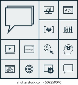 Set Of SEO Icons On Security, Website Performance And Conference Topics. Editable Vector Illustration. Includes Digital, Per, Speed And More Vector Icons.