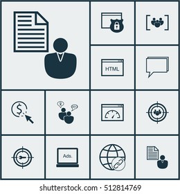 Set Of SEO Icons On Security, SEO Brainstorm And Focus Group Topics. Editable Vector Illustration. Includes Pay, Businessman, Research And More Vector Icons.
