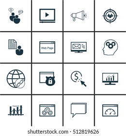 Set Of SEO Icons On Security, Focus Group And Newsletter Topics. Editable Vector Illustration. Includes Businessman, Ranking, Dynamics And More Vector Icons.