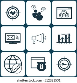 Set Of SEO Icons On Security, Keyword Optimisation And Connectivity Topics. Editable Vector Illustration. Includes Optimization, Link, Focus And More Vector Icons.