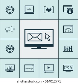 Set Of SEO Icons On Security, Website And Newsletter Topics. Editable Vector Illustration. Includes Analytics, Marketing, Target And More Vector Icons.