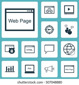 Set Of SEO Icons On Video Player, Website Performance And Website Topics. Editable Vector Illustration. Includes Online, Ranking, Digital And More Elements