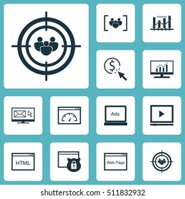 Set Of SEO Icons On Video Player, Newsletter And Coding Topics. Editable Vector Illustration. Includes Optimization, Speed, Display And More Vector Icons.