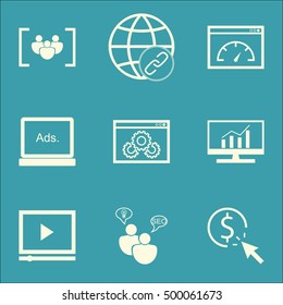 Set Of SEO Icons On Website Performance, Loading Speed And SEO Brainstorm Topics. Editable Vector Illustration. Includes Bulding, Digital And Comprehensive Vector Icons.