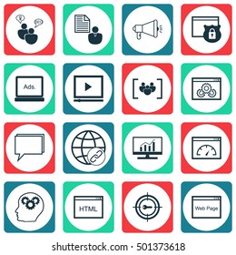 Set Of SEO Icons On Website Performance, Conference And Coding Topics. Editable Vector Illustration. Includes Code, Dynamics And Online Vector Icons.