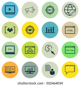 Set Of SEO Icons On Website Performance, Questionnaire And Connectivity Topics. Editable Vector Illustration. Includes Optimization, Target And Marketing Vector Icons.