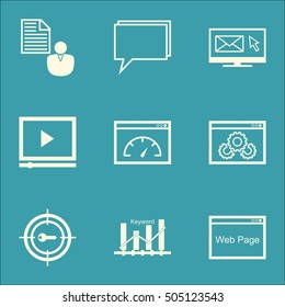 Set Of SEO Icons On Website Performance, Loading Speed And Keyword Optimisation Topics. Editable Vector Illustration. Includes Website, Online And Browser Vector Icons.