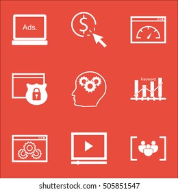 Set Of SEO Icons On Website Performance, Loading Speed And Keyword Optimisation Topics. Editable Vector Illustration. Includes Click, Group And Page Vector Icons.