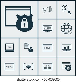 Set Of SEO Icons On Website Performance, Coding And Website Topics. Editable Vector Illustration. Includes Community, Click, Security And More Vector Icons.