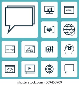 Set Of SEO Icons On Website, Market Research And Coding Topics. Editable Vector Illustration. Includes Matching, Speed, Online And More Vector Icons.