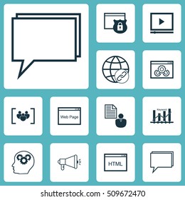 Set Of SEO Icons On Website, Questionnaire And Web page Performance Topics. Editable Vector Illustration. Includes Consulting, Website, Discuss And More Vector Icons.