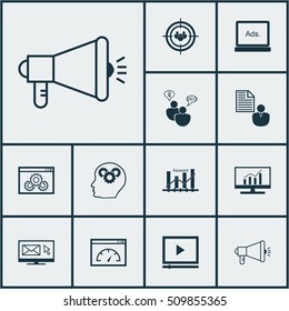 Set Of SEO Icons On Website Performance, Video Player And Loading Speed Topics. Editable Vector Illustration. Includes Comprehensive, Analytics, Community And More Vector Icons.