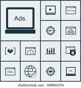 Set Of SEO Icons On Website Performance, Video Player And Website Topics. Editable Vector Illustration. Includes Focus, Group, Target And More Vector Icons.