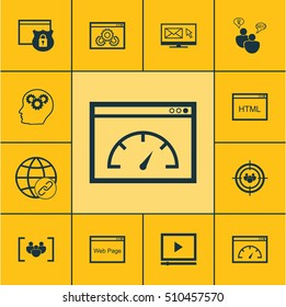 Set Of SEO Icons On Website Performance, Questionnaire And Loading Speed Topics. Editable Vector Illustration. Includes Digital, Protected, Marketing And More Vector Icons.