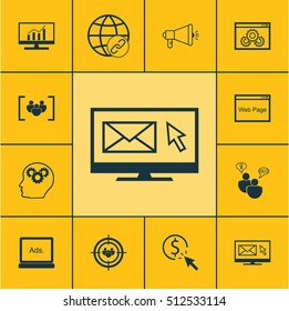 Set Of SEO Icons On Website, Website Performance And Brain Process Topics. Editable Vector Illustration. Includes Browser, Performance, Click And More Vector Icons.
