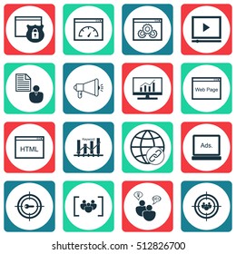 Set Of SEO Icons On Website Performance, Coding And Report Topics. Editable Vector Illustration. Includes Consulting, Protected, Comprehensive And More Vector Icons.