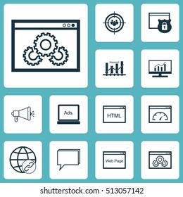 Set Of SEO Icons On Website, Coding And Connectivity Topics. Editable Vector Illustration. Includes Viral, Code, Speed And More Vector Icons.