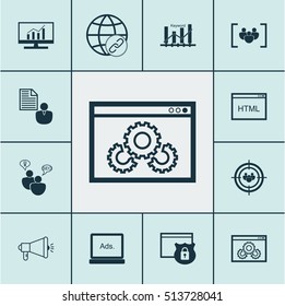Set Of SEO Icons On Website Performance, Market Research And Connectivity Topics. Editable Vector Illustration. Includes Businessman, Advertising, Group And More Vector Icons.