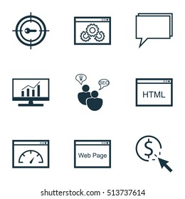 Set Of SEO Icons On Website, Loading Speed And Conference Topics. Editable Vector Illustration. Includes SEO, Code, Comprehensive And More Vector Icons.