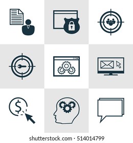 Set Of SEO Icons On Website Performance, PPC And Keyword Marketing Topics. Editable Vector Illustration. Includes Keyword, Newsletter, Client And More Vector Icons.