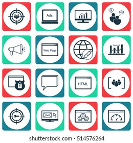 Set Of SEO Icons On Website Performance, Focus Group And Conference Topics. Editable Vector Illustration. Includes Analytics, Digital, Newsletter And More Vector Icons.