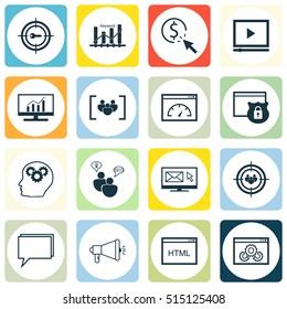Set Of SEO Icons On Website Performance, Security And PPC Topics. Editable Vector Illustration. Includes Keyword, Website, Viral And More Vector Icons.