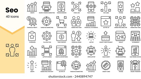 Set of seo icons. Simple line art style icons pack. Vector illustration
