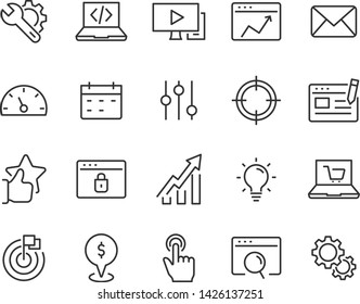 set of seo icons, such as marketing, search, analytics, development