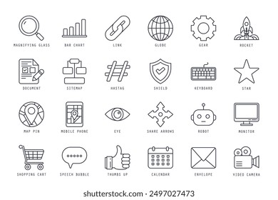 Set of SEO icons vector illustration. icons bundle isolated on white background