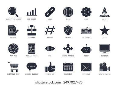 Set of SEO icons vector illustration. icons bundle isolated on white background