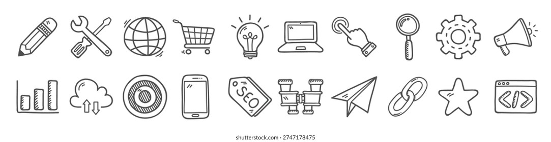 Set of SEO icons vector illustration