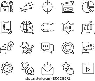 set of seo icons, web, website, research