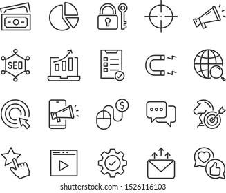 set of seo icons, website, marketing, advertise, ads