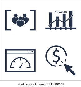 Set Of SEO, Marketing And Advertising Icons On Link Building, Pay Per Click, Focus Group And More. Premium Quality EPS10 Vector Illustration For Mobile, App, UI Design.