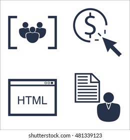 Set Of SEO, Marketing And Advertising Icons On Link Building, Pay Per Click, Focus Group And More. Premium Quality EPS10 Vector Illustration For Mobile, App, UI Design.