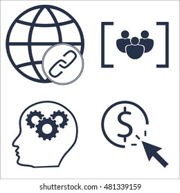 Set Of SEO, Marketing And Advertising Icons On Link Building, Pay Per Click, Focus Group And More. Premium Quality EPS10 Vector Illustration For Mobile, App, UI Design.