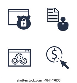 Set Of SEO, Marketing And Advertising Icons On Pay Per Click, Client Brief, Website Protection And More. Premium Quality EPS10 Vector Illustration For Mobile, App, UI Design.