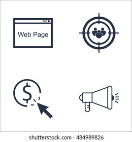 Set Of SEO, Marketing And Advertising Icons On Web Page, Pay Per Click, Audience Targeting And More. Premium Quality EPS10 Vector Illustration For Mobile, App, UI Design. Set Of SEO, Marketing And Advertising Icons On Web Page, Pay Per Click, Audience Targeting And More. Premium Quality EPS10 Vector Illustration For Mobile, App, UI Design.