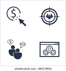 Set Of SEO, Marketing And Advertising Icons On Website Optimization, Pay Per Click, SEO Consulting And More. Premium Quality EPS10 Vector Illustration For Mobile, App, UI Design.